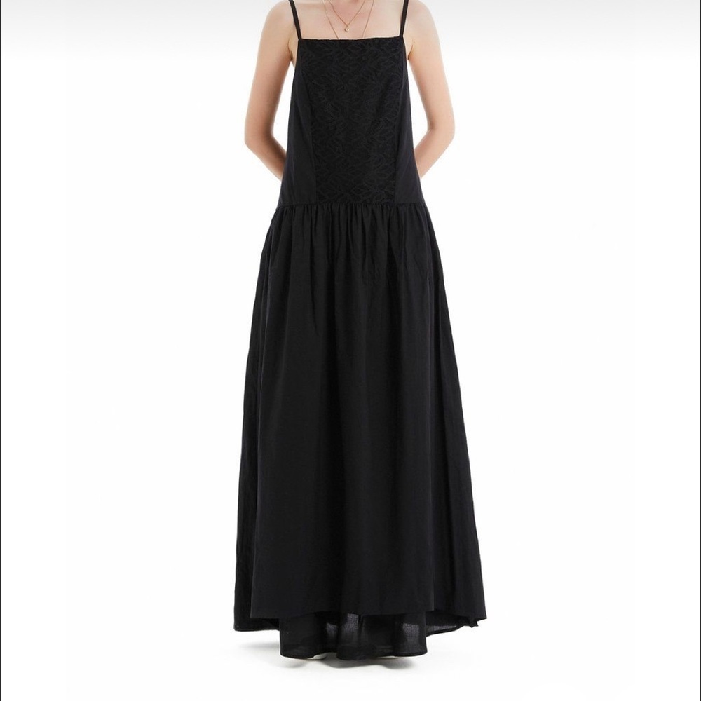 Sweet Italian. Gorgeous Black cotton drop waist maxi dress Neiman Marcus